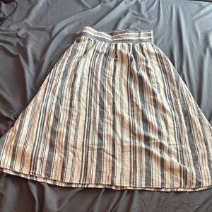 Time and Tru A-Line Skirt in Gray and Cream Stripes